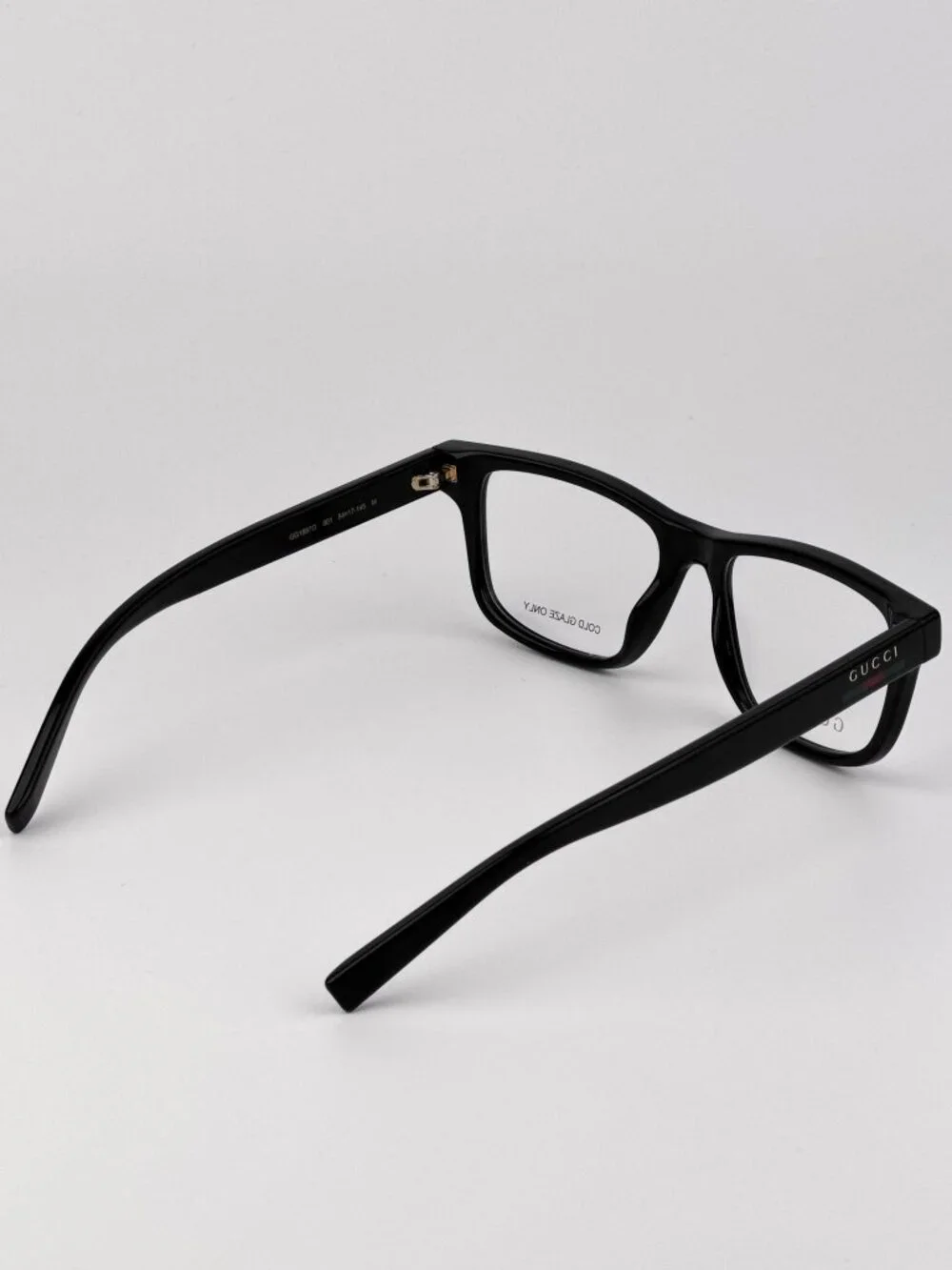 Gucci GG1987O 001 Rectangle Eyeglasses – Shiny Black | Men’s Designer Frames